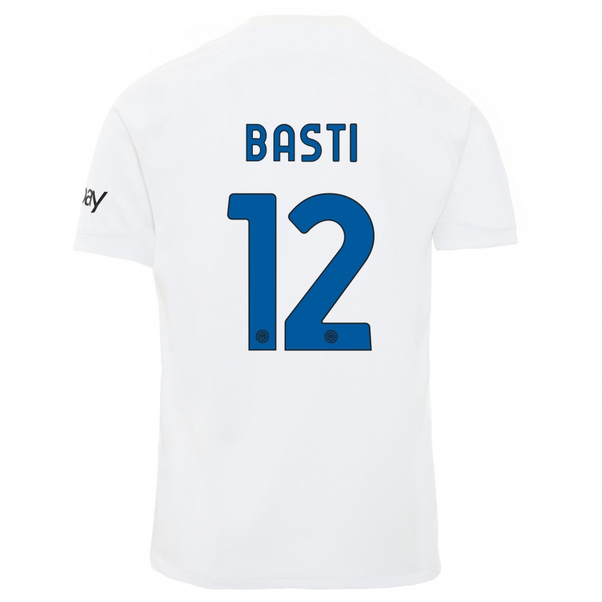 Børn Matteo Basti #12 Hvid Udebane Spillertrøjer 2023/24 Trøje T-Shirt