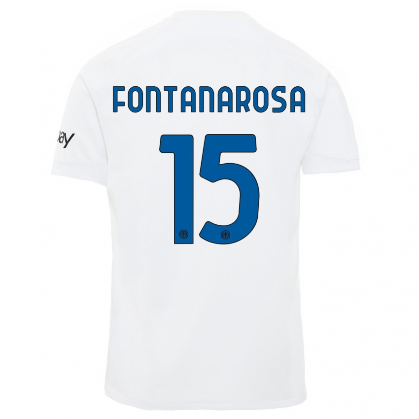 Børn Alessandro Fontanarosa #15 Hvid Udebane Spillertrøjer 2023/24 Trøje T-Shirt