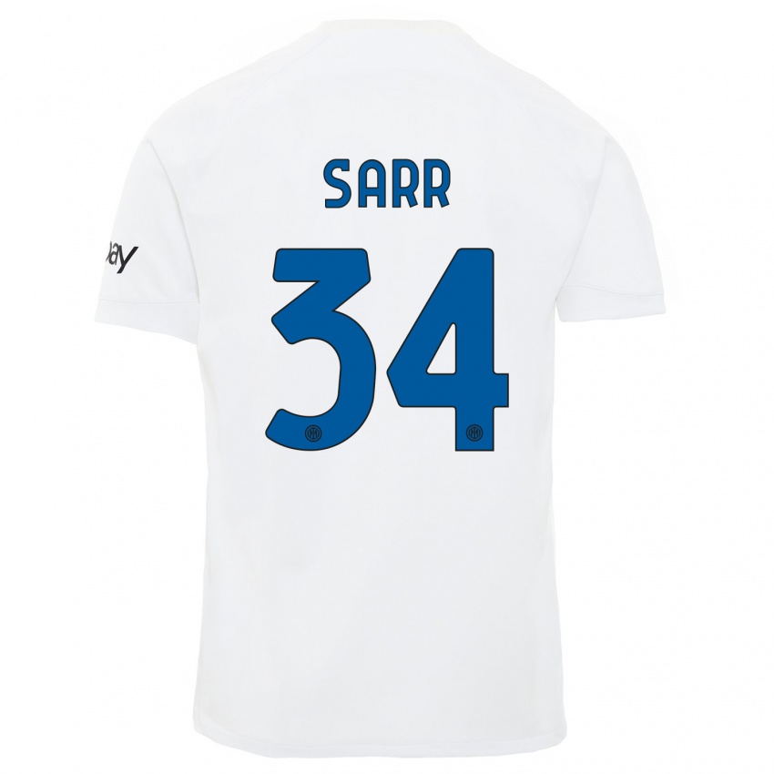 Børn Amadou Sarr #34 Hvid Udebane Spillertrøjer 2023/24 Trøje T-Shirt