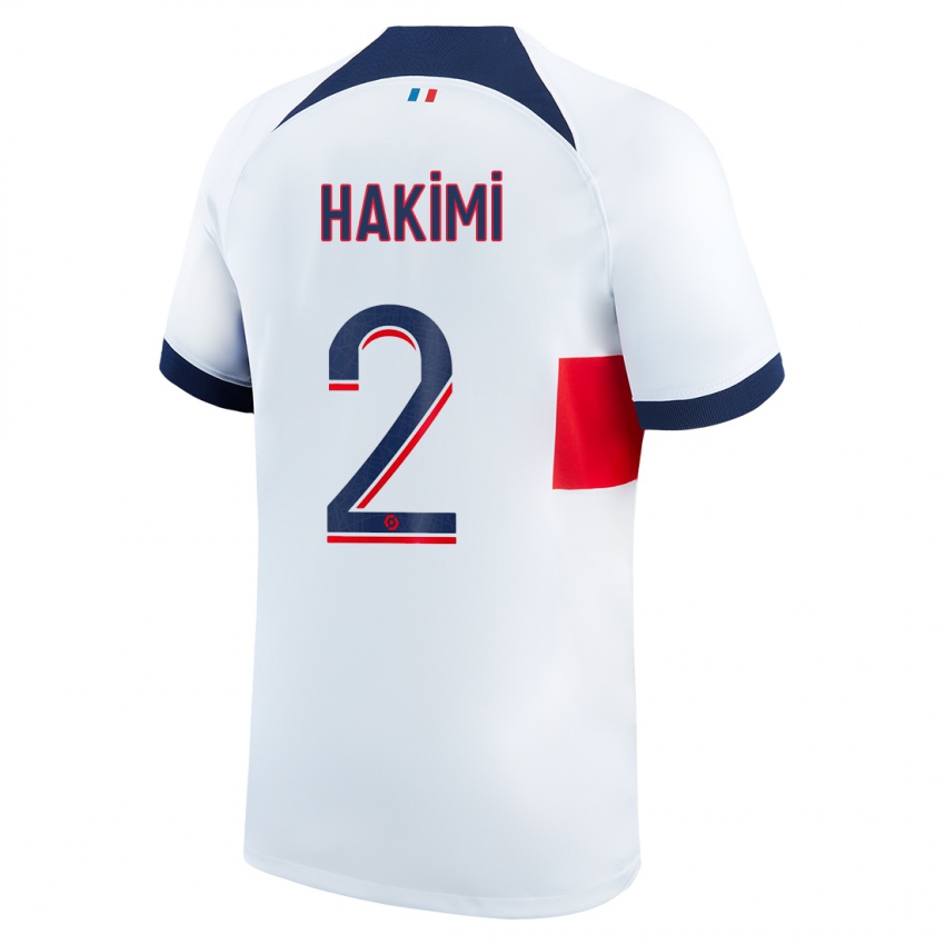 Børn Achraf Hakimi #2 Hvid Udebane Spillertrøjer 2023/24 Trøje T-Shirt