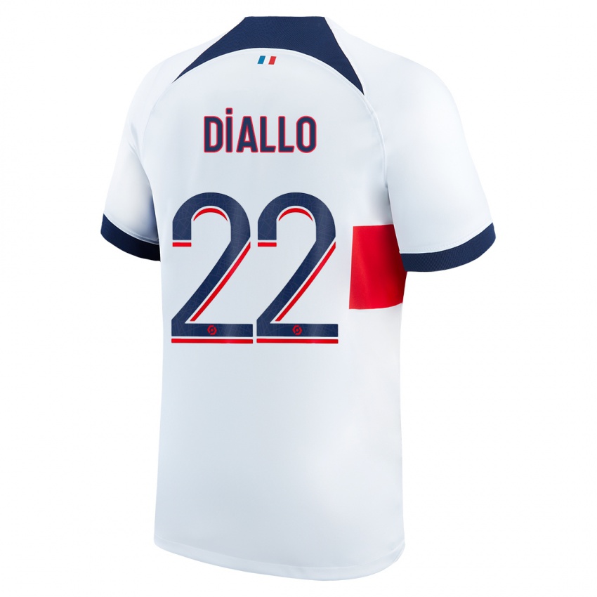 Børn Abdou Diallo #22 Hvid Udebane Spillertrøjer 2023/24 Trøje T-Shirt