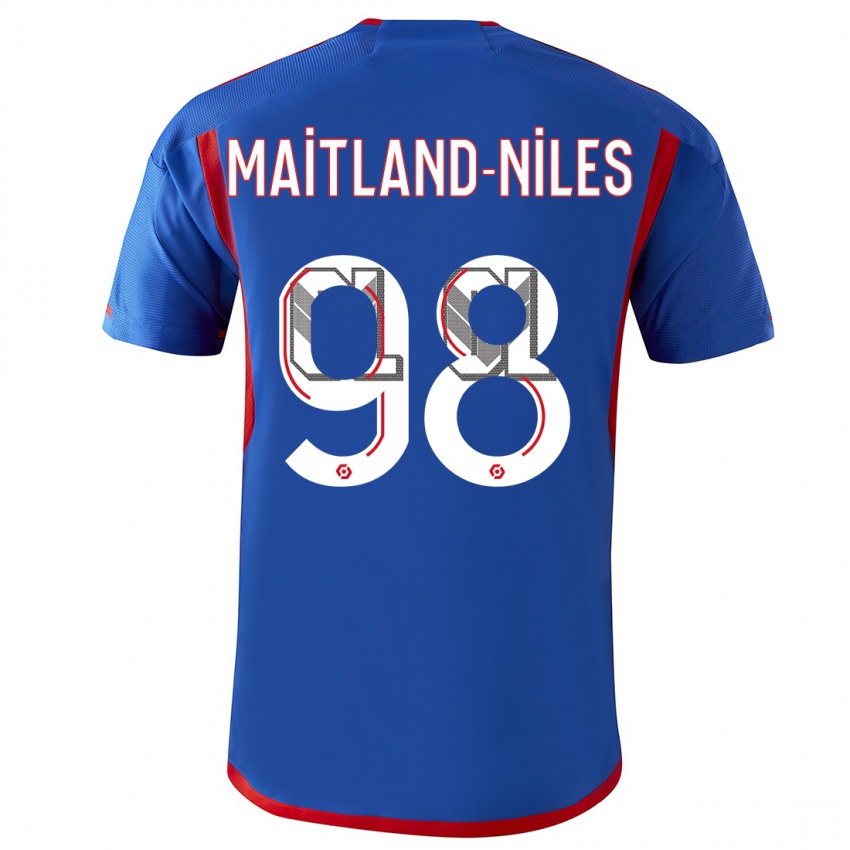 Børn Ainsley Maitland-Niles #98 Blå Rød Udebane Spillertrøjer 2023/24 Trøje T-Shirt