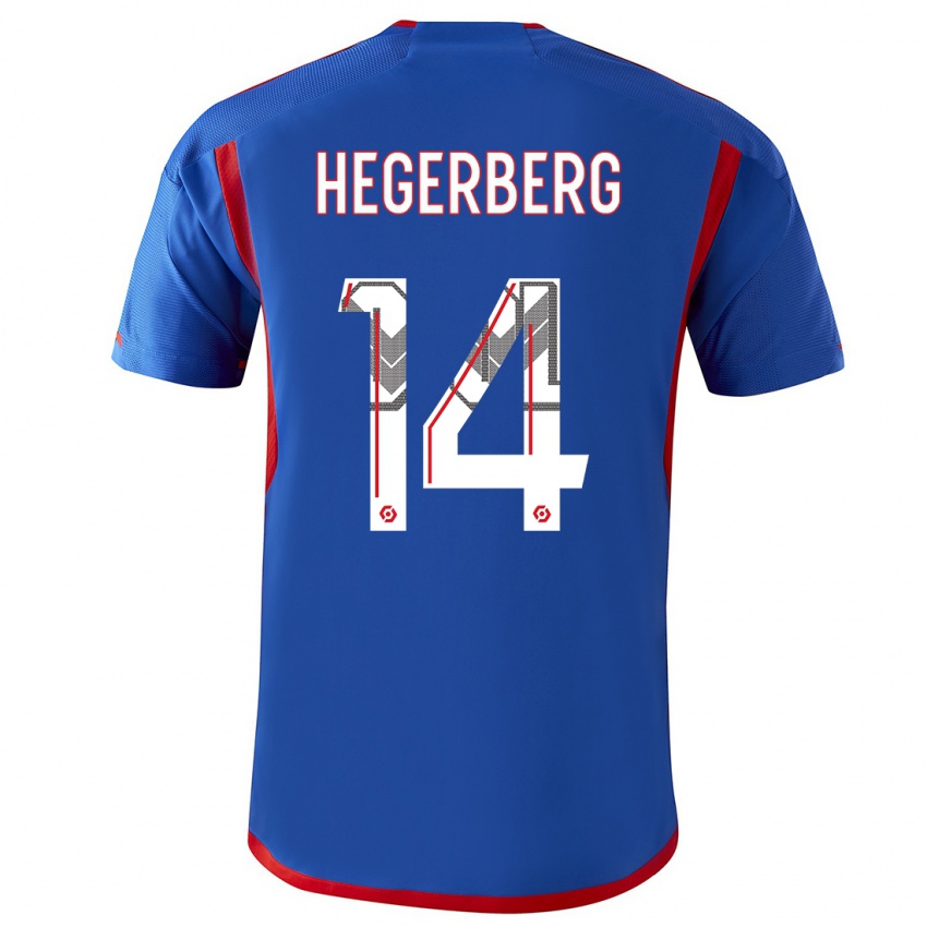 Børn Ada Hegerberg #14 Blå Rød Udebane Spillertrøjer 2023/24 Trøje T-Shirt