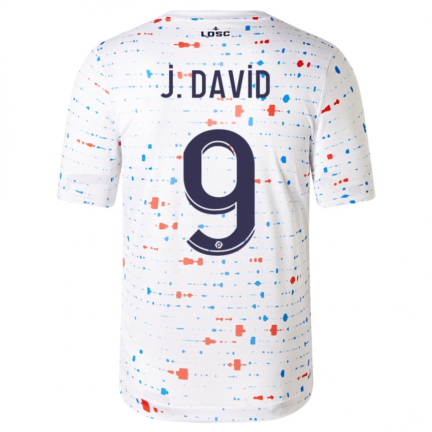 Børn Jonathan David #9 Hvid Udebane Spillertrøjer 2023/24 Trøje T-Shirt