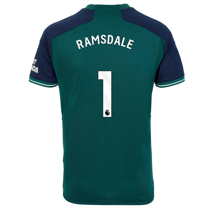 Børn Aaron Ramsdale #1 Grøn Tredje Sæt Spillertrøjer 2023/24 Trøje T-Shirt