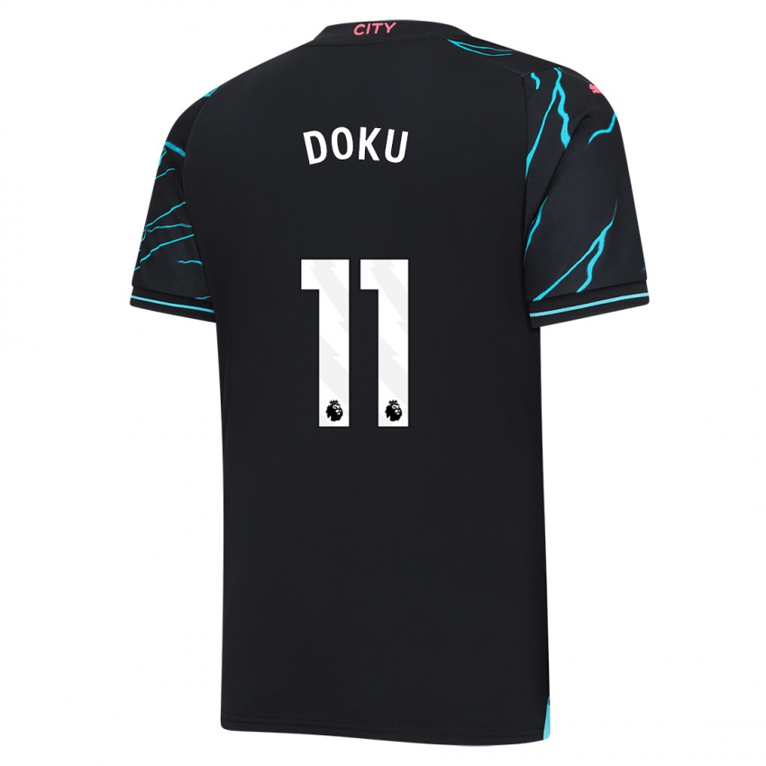 Børn Jérémy Doku #11 Mørkeblå Tredje Sæt Spillertrøjer 2023/24 Trøje T-Shirt