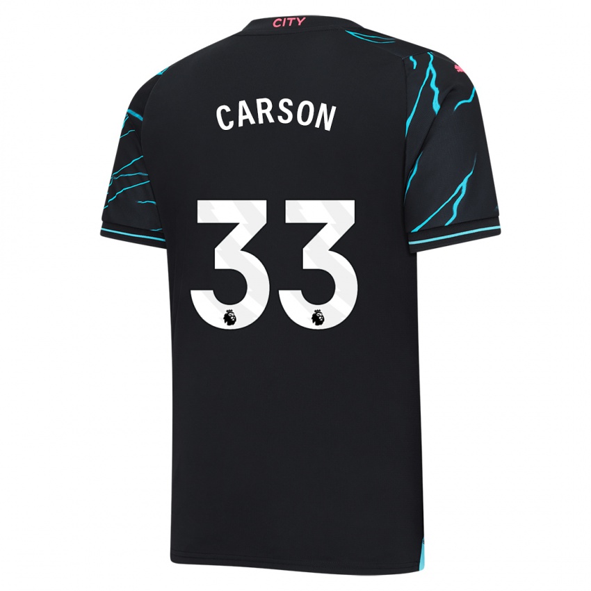 Børn Scott Carson #33 Mørkeblå Tredje Sæt Spillertrøjer 2023/24 Trøje T-Shirt