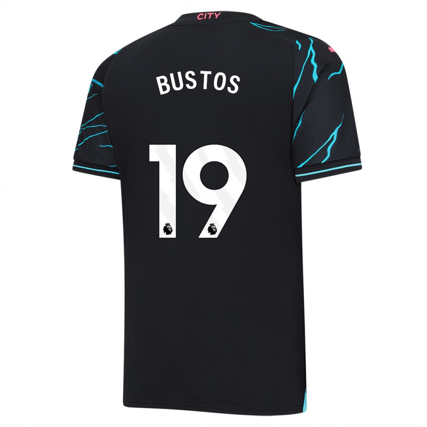 Børn Nahuel Bustos #19 Mørkeblå Tredje Sæt Spillertrøjer 2023/24 Trøje T-Shirt