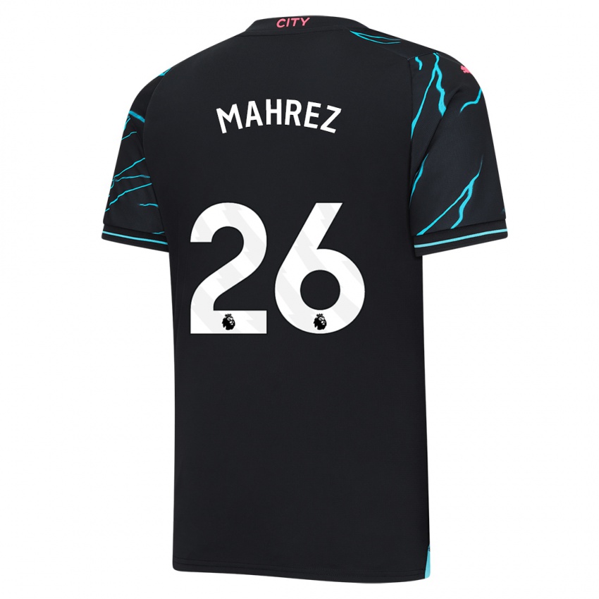 Børn Riyad Mahrez #26 Mørkeblå Tredje Sæt Spillertrøjer 2023/24 Trøje T-Shirt