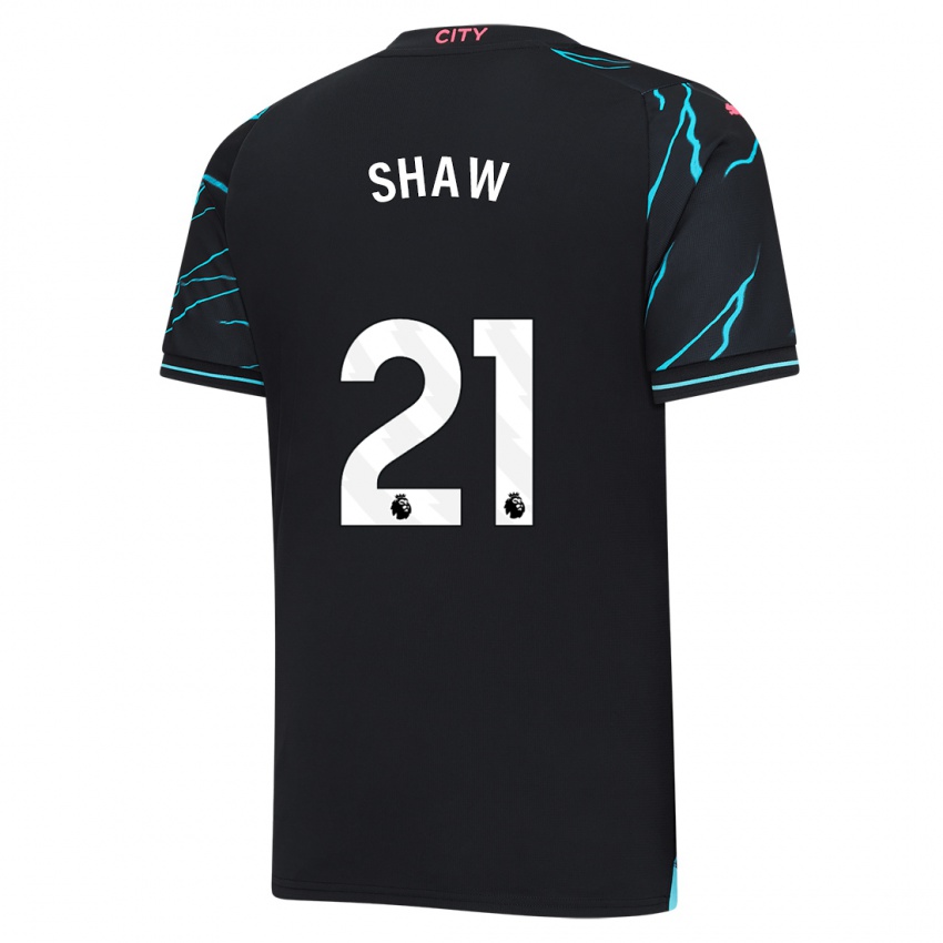 Børn Khadija Shaw #21 Mørkeblå Tredje Sæt Spillertrøjer 2023/24 Trøje T-Shirt