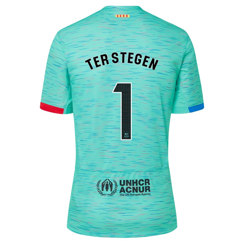 Børn Marc-Andre Ter Stegen #1 Lys Aqua Tredje Sæt Spillertrøjer 2023/24 Trøje T-Shirt