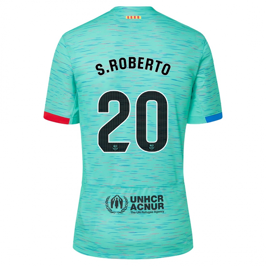 Børn Sergi Roberto #20 Lys Aqua Tredje Sæt Spillertrøjer 2023/24 Trøje T-Shirt