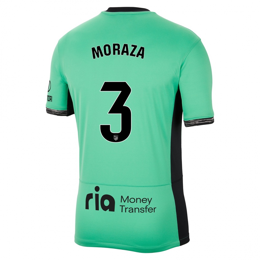 Børn Ainhoa Moraza #3 Forårsgrøn Tredje Sæt Spillertrøjer 2023/24 Trøje T-Shirt