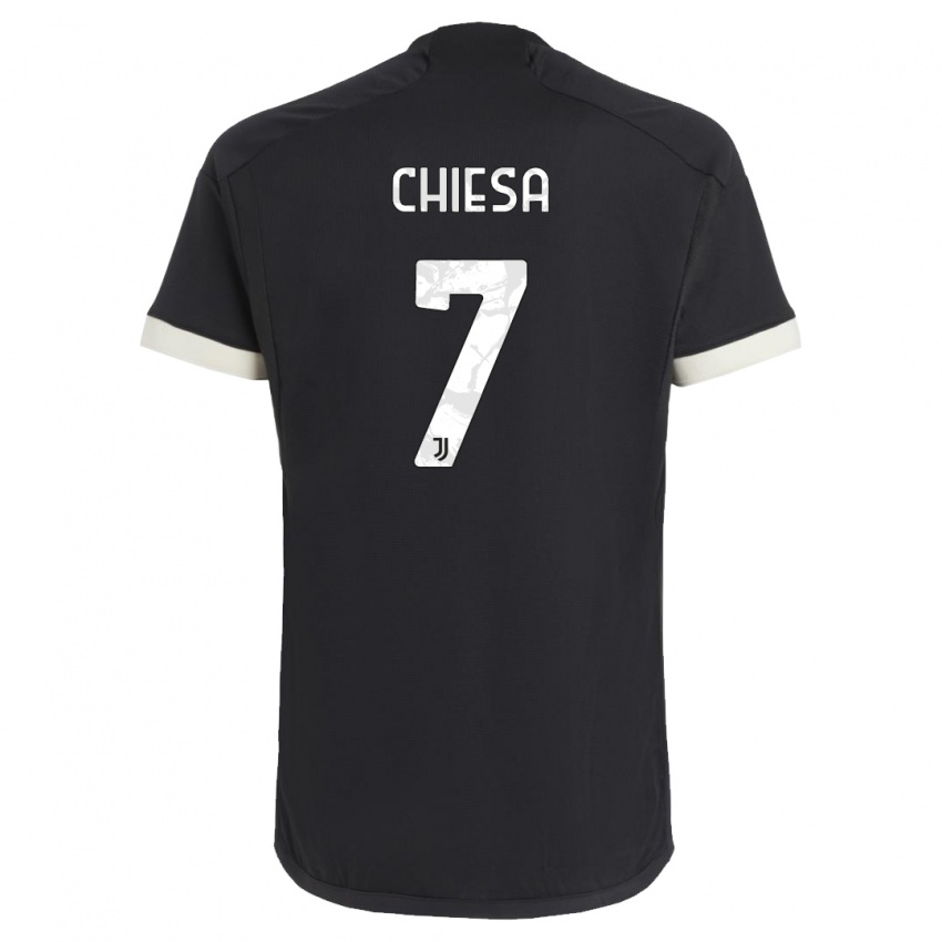 Børn Federico Chiesa #7 Sort Tredje Sæt Spillertrøjer 2023/24 Trøje T-Shirt