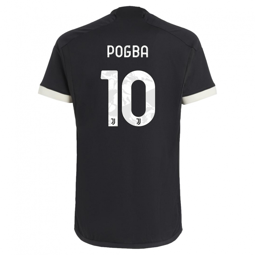 Børn Paul Pogba #10 Sort Tredje Sæt Spillertrøjer 2023/24 Trøje T-Shirt