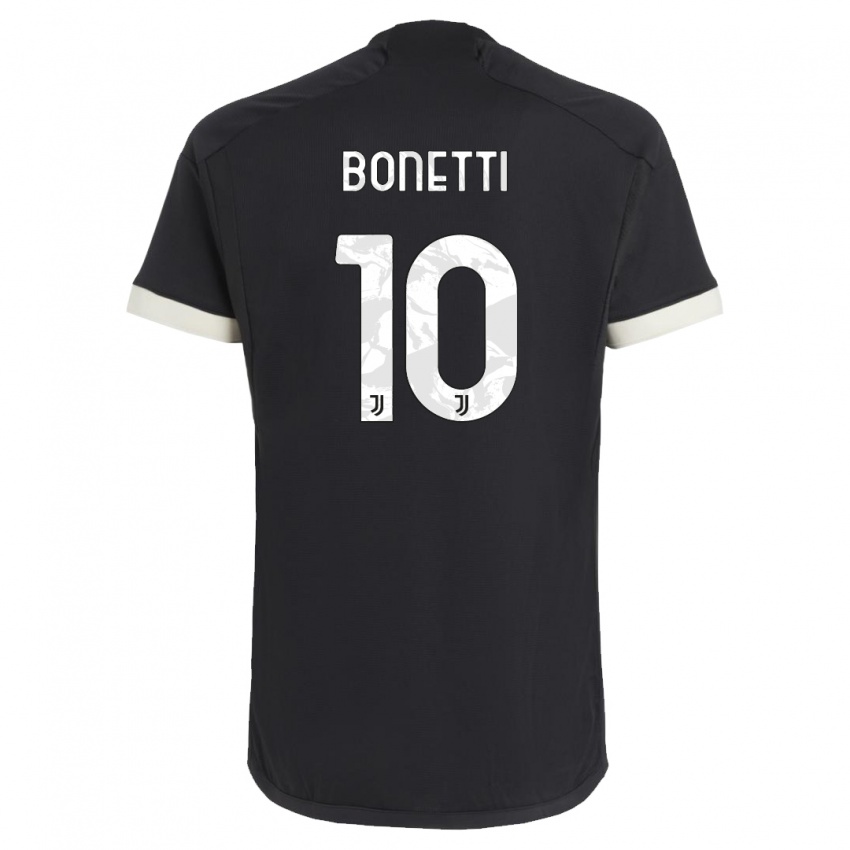 Børn Andrea Bonetti #10 Sort Tredje Sæt Spillertrøjer 2023/24 Trøje T-Shirt