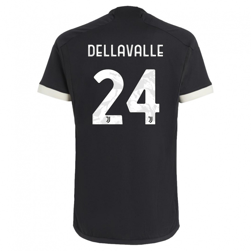 Børn Lorenzo Dellavalle #24 Sort Tredje Sæt Spillertrøjer 2023/24 Trøje T-Shirt