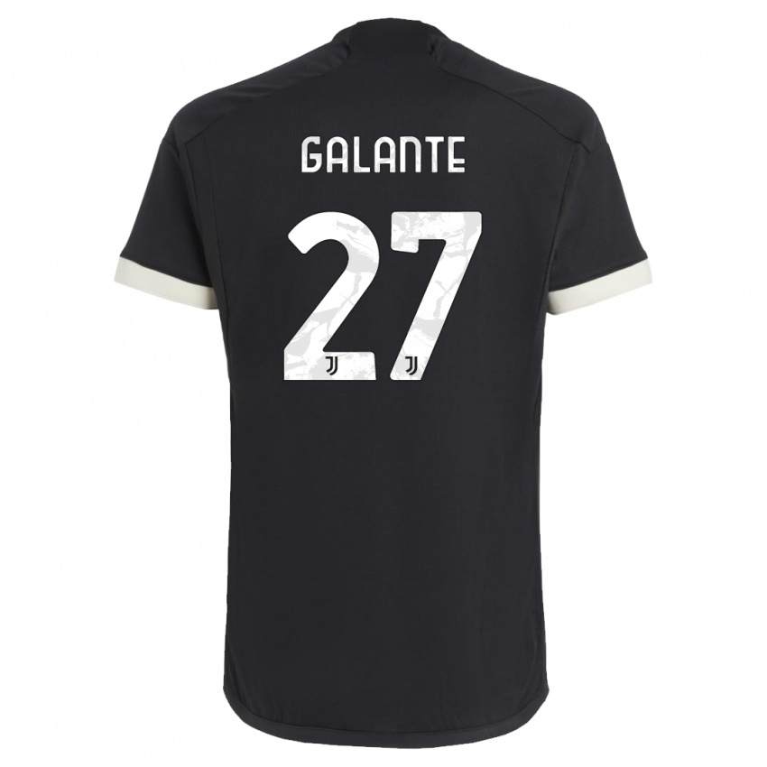 Børn Tommaso Galante #27 Sort Tredje Sæt Spillertrøjer 2023/24 Trøje T-Shirt
