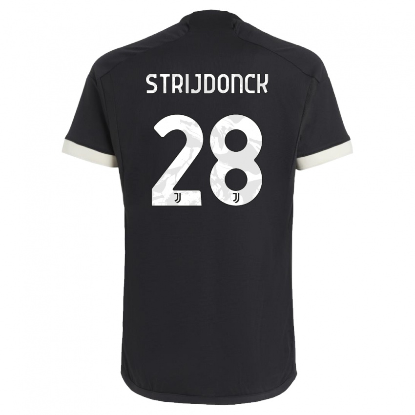 Børn Bayron Strijdonck #28 Sort Tredje Sæt Spillertrøjer 2023/24 Trøje T-Shirt