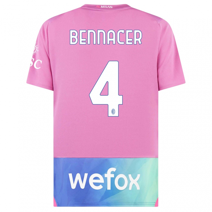 Børn Ismael Bennacer #4 Pink Lilla Tredje Sæt Spillertrøjer 2023/24 Trøje T-Shirt