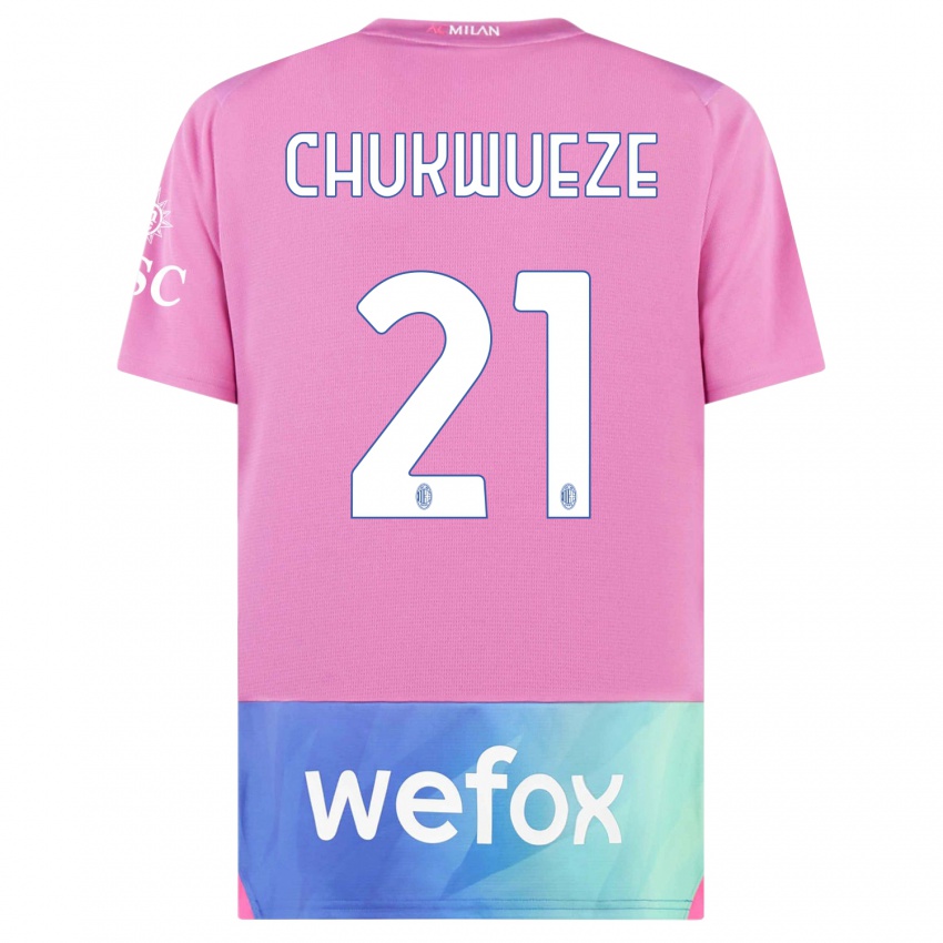 Børn Samuel Chukwueze #21 Pink Lilla Tredje Sæt Spillertrøjer 2023/24 Trøje T-Shirt