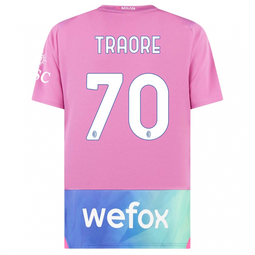 Børn Chaka Traore #70 Pink Lilla Tredje Sæt Spillertrøjer 2023/24 Trøje T-Shirt