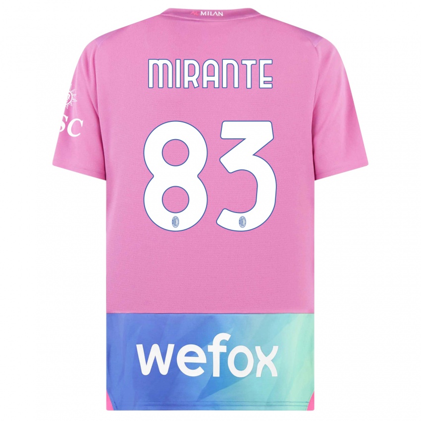 Børn Antonio Mirante #83 Pink Lilla Tredje Sæt Spillertrøjer 2023/24 Trøje T-Shirt