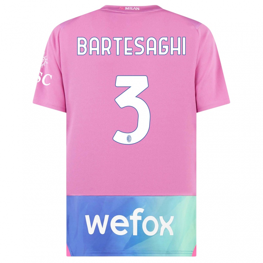 Børn Davide Bartesaghi #3 Pink Lilla Tredje Sæt Spillertrøjer 2023/24 Trøje T-Shirt