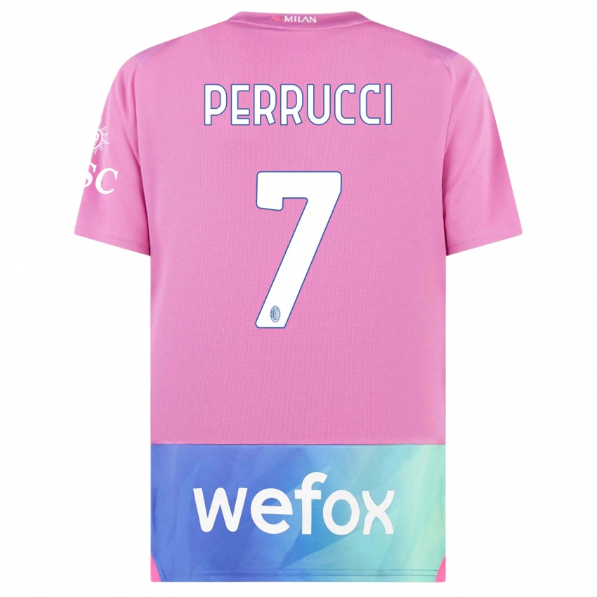 Børn Vincenzo Perrucci #7 Pink Lilla Tredje Sæt Spillertrøjer 2023/24 Trøje T-Shirt