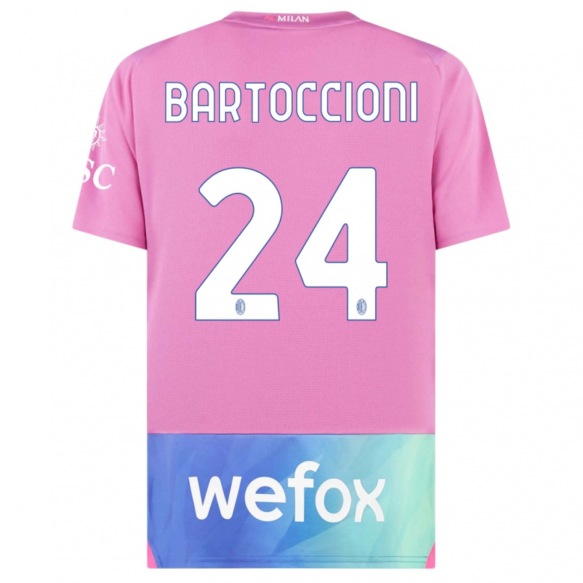 Børn Andrea Bartoccioni #24 Pink Lilla Tredje Sæt Spillertrøjer 2023/24 Trøje T-Shirt