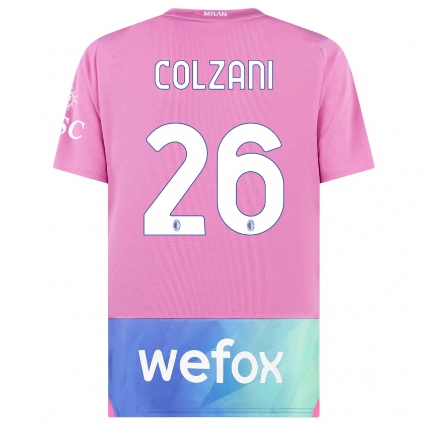 Børn Edoardo Colzani #26 Pink Lilla Tredje Sæt Spillertrøjer 2023/24 Trøje T-Shirt