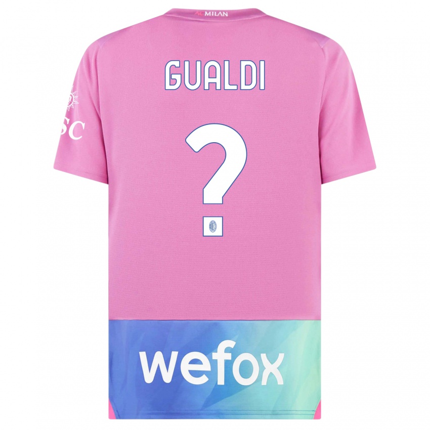 Børn Andrea Gualdi #0 Pink Lilla Tredje Sæt Spillertrøjer 2023/24 Trøje T-Shirt