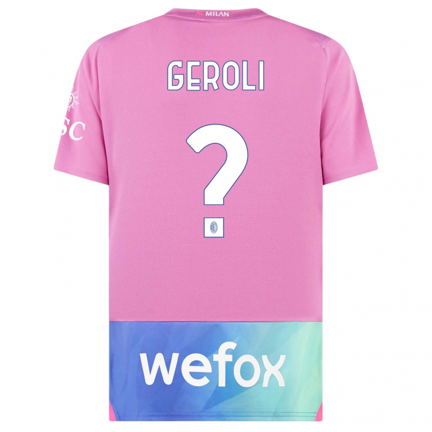 Børn Matteo Geroli #0 Pink Lilla Tredje Sæt Spillertrøjer 2023/24 Trøje T-Shirt