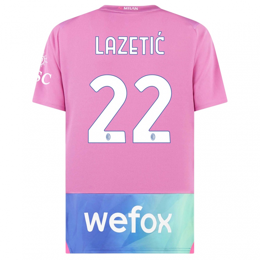 Børn Marko Lazetic #22 Pink Lilla Tredje Sæt Spillertrøjer 2023/24 Trøje T-Shirt