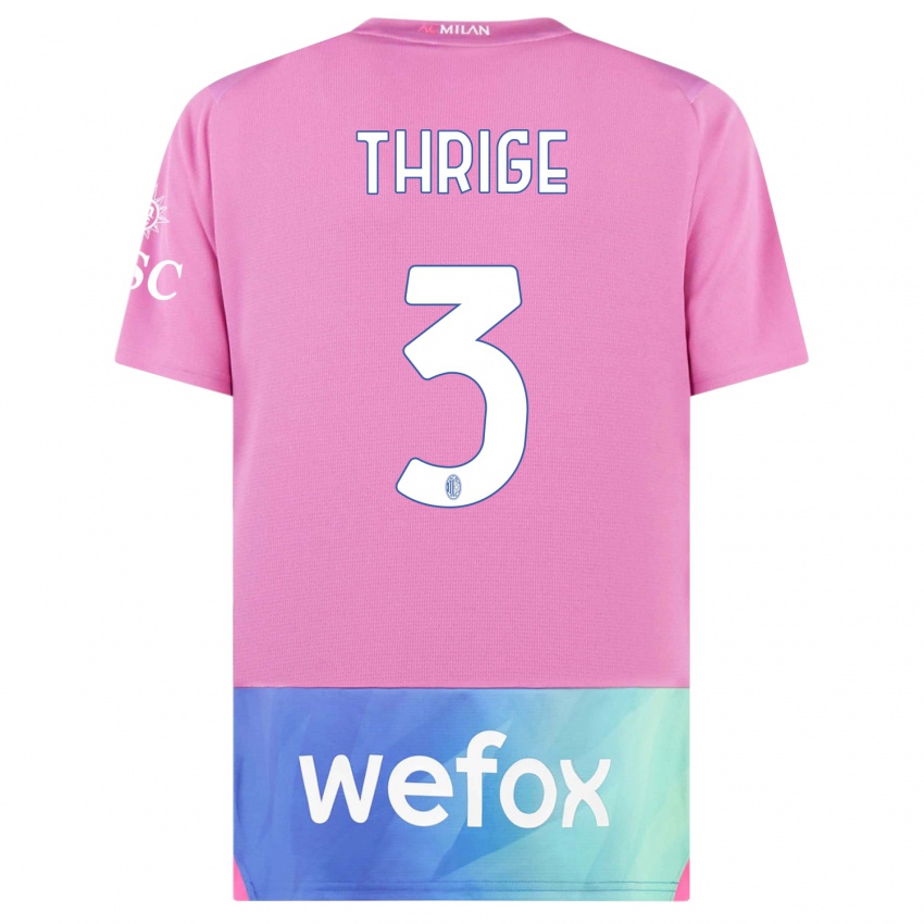 Børn Sara Thrige #3 Pink Lilla Tredje Sæt Spillertrøjer 2023/24 Trøje T-Shirt