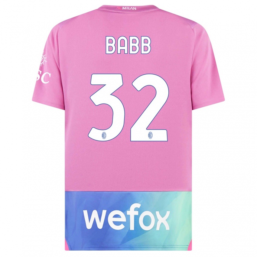 Børn Selena Delia Babb #32 Pink Lilla Tredje Sæt Spillertrøjer 2023/24 Trøje T-Shirt