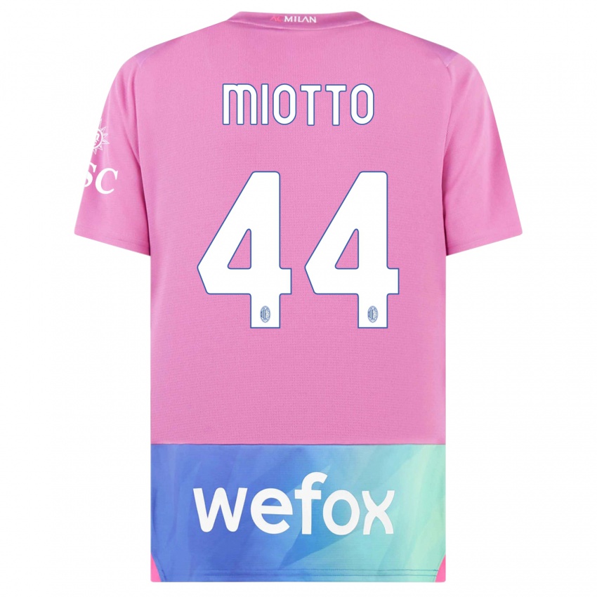 Børn Giorgia Miotto #44 Pink Lilla Tredje Sæt Spillertrøjer 2023/24 Trøje T-Shirt