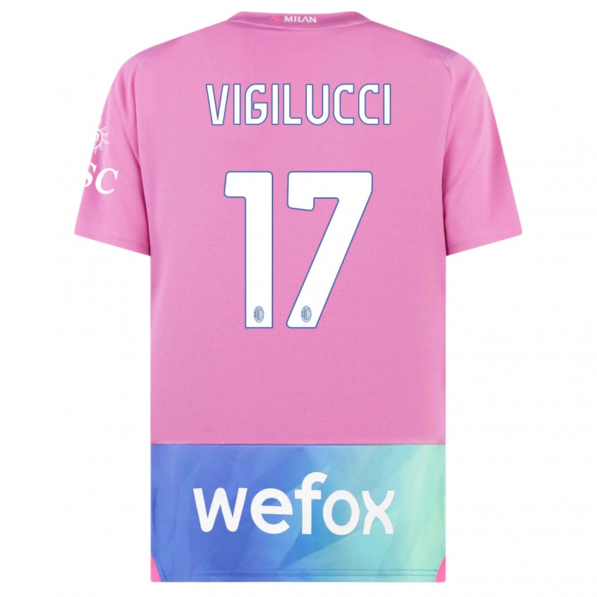 Børn Valery Vigilucci #17 Pink Lilla Tredje Sæt Spillertrøjer 2023/24 Trøje T-Shirt