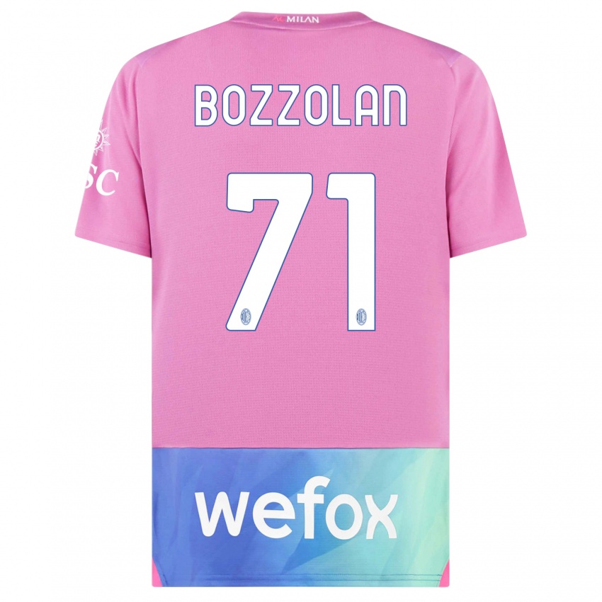 Børn Andrea Bozzolan #71 Pink Lilla Tredje Sæt Spillertrøjer 2023/24 Trøje T-Shirt