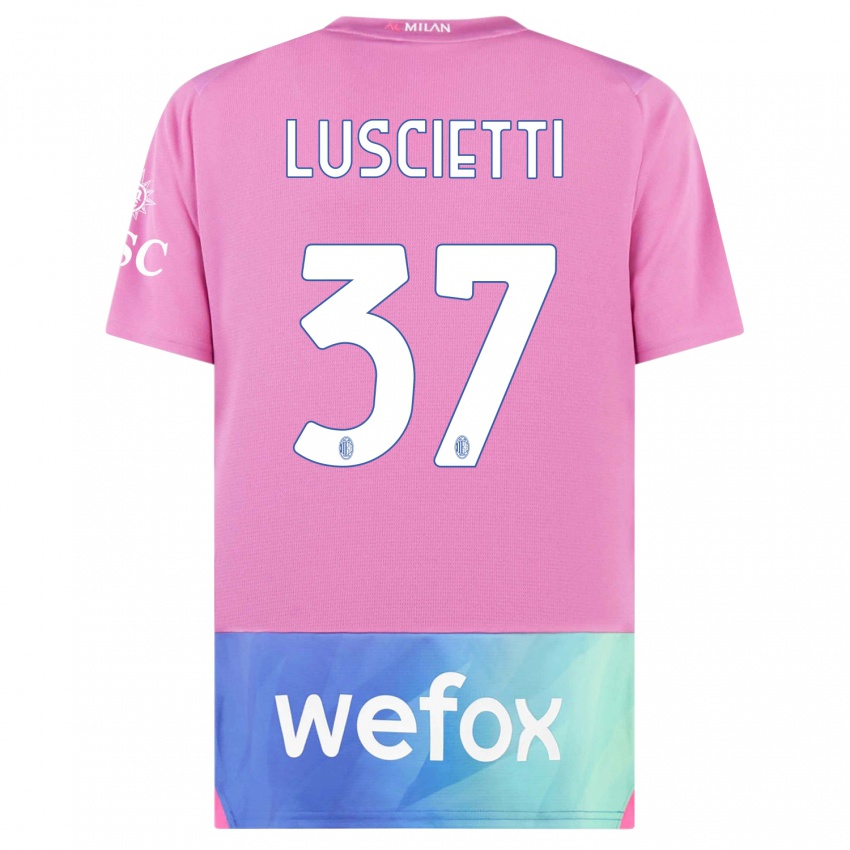 Børn Abebe Luscietti #37 Pink Lilla Tredje Sæt Spillertrøjer 2023/24 Trøje T-Shirt