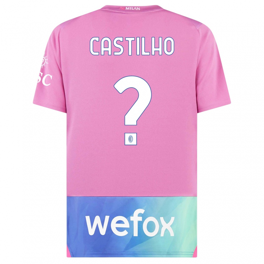 Børn Estevan Amaral Castilho #0 Pink Lilla Tredje Sæt Spillertrøjer 2023/24 Trøje T-Shirt