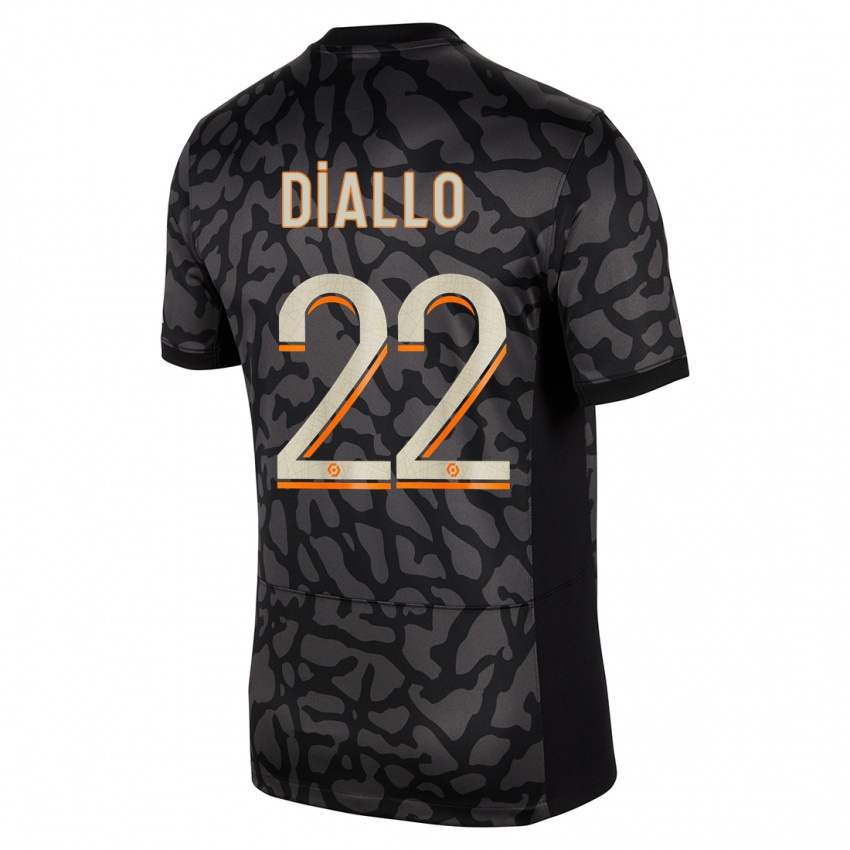 Børn Abdou Diallo #22 Sort Tredje Sæt Spillertrøjer 2023/24 Trøje T-Shirt