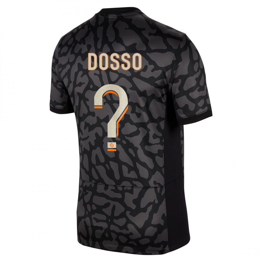 Børn Aboubaka Dosso #0 Sort Tredje Sæt Spillertrøjer 2023/24 Trøje T-Shirt