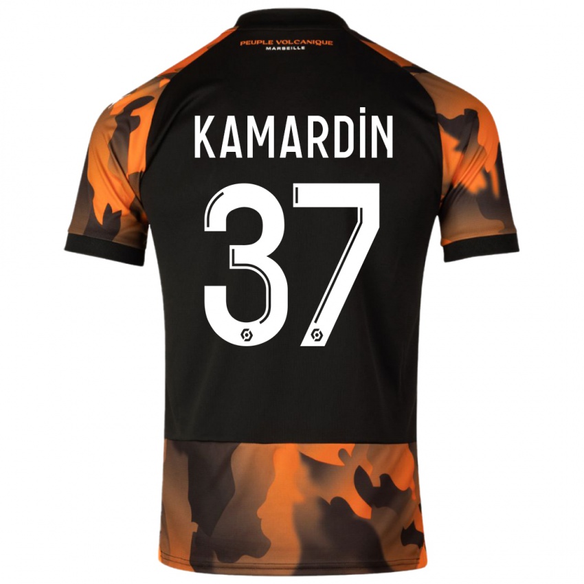 Børn Aaron Kamardin #37 Sort Orange Tredje Sæt Spillertrøjer 2023/24 Trøje T-Shirt