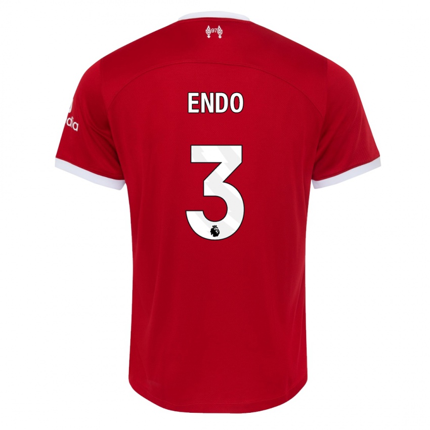 Mænd Wataru Endo #3 Rød Hjemmebane Spillertrøjer 2023/24 Trøje T-Shirt