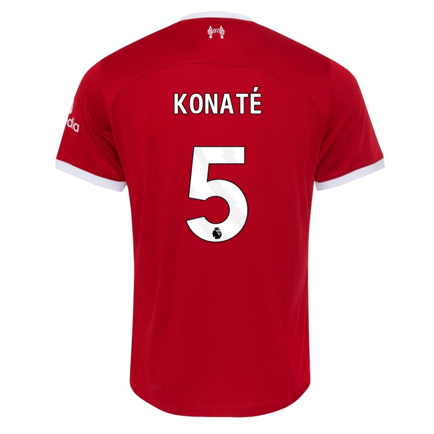Mænd Ibrahima Konate #5 Rød Hjemmebane Spillertrøjer 2023/24 Trøje T-Shirt