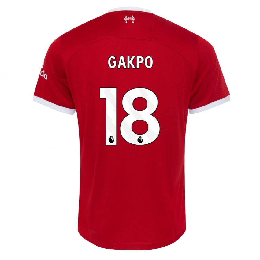 Mænd Cody Gakpo #18 Rød Hjemmebane Spillertrøjer 2023/24 Trøje T-Shirt