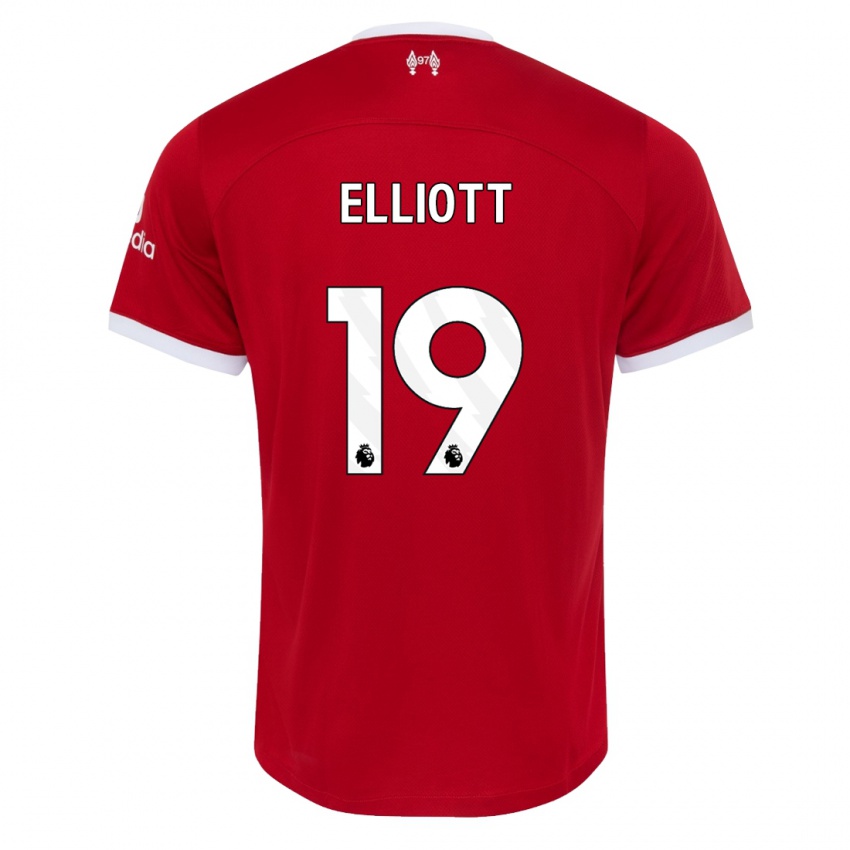 Mænd Harvey Elliott #19 Rød Hjemmebane Spillertrøjer 2023/24 Trøje T-Shirt