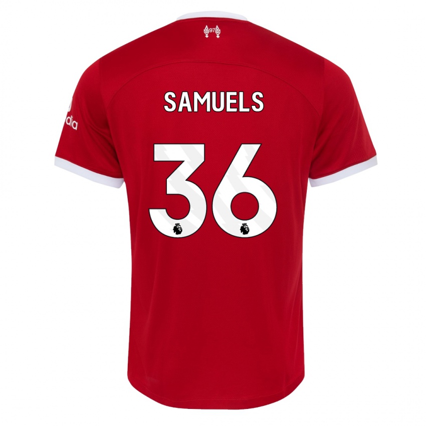 Mænd Kerron Samuels #36 Rød Hjemmebane Spillertrøjer 2023/24 Trøje T-Shirt