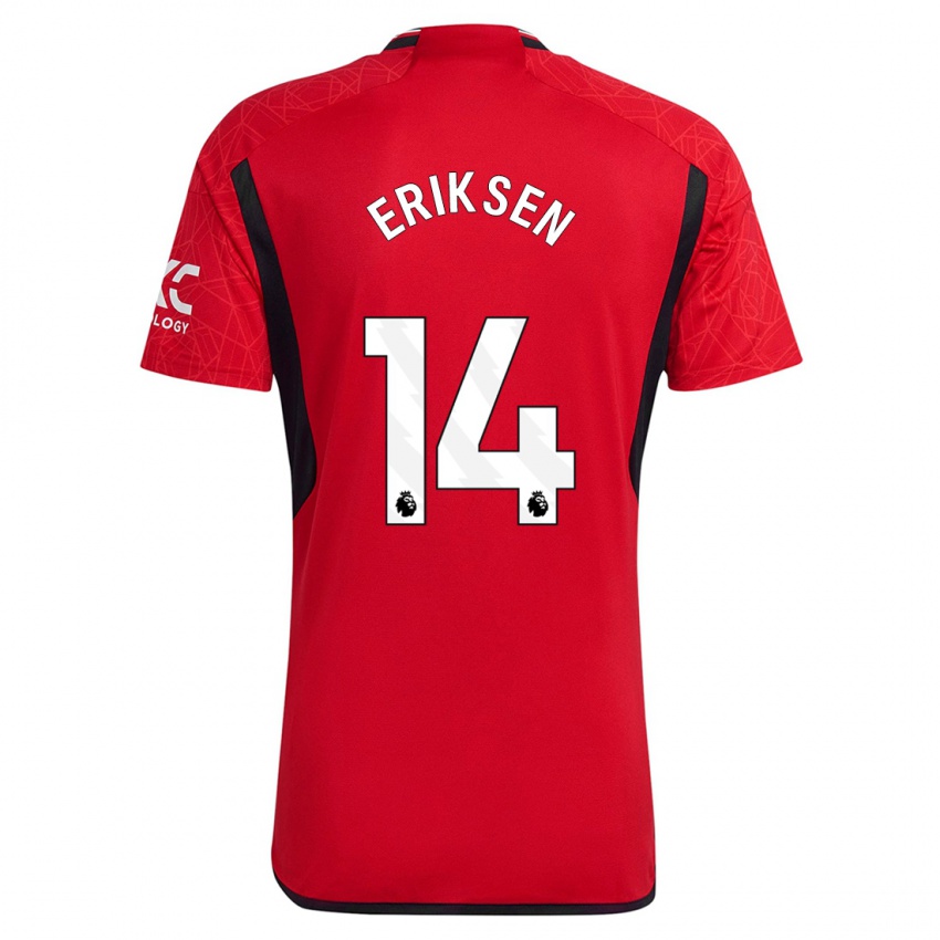 Mænd Christian Eriksen #14 Rød Hjemmebane Spillertrøjer 2023/24 Trøje T-Shirt